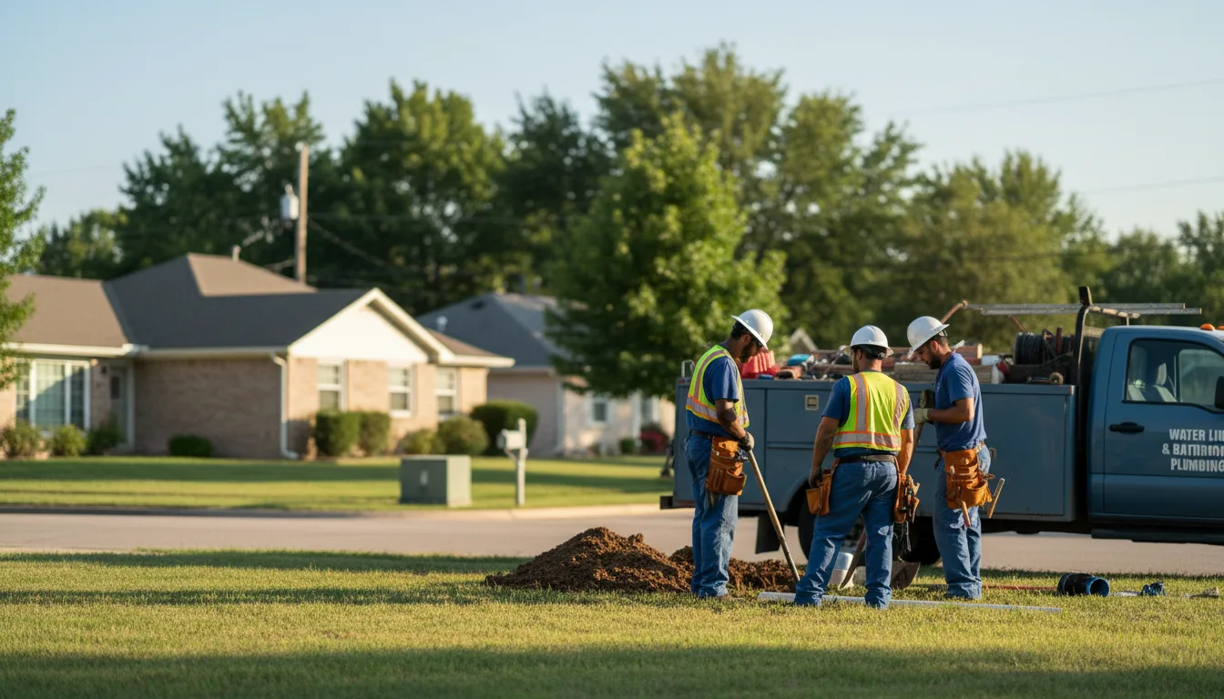 Residential water line and bathroom plumbing service in Chester, OK